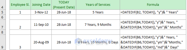 How To Calculate Years Of Service In Excel 3 Easy Ways ExcelDemy