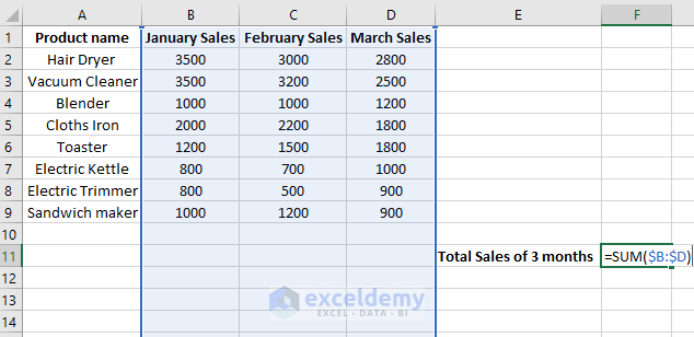 How To Sum Rows And Columns In Excel