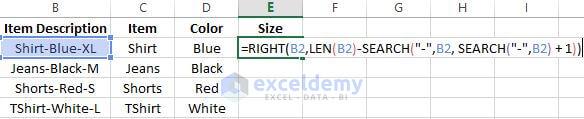 split text in excel formula