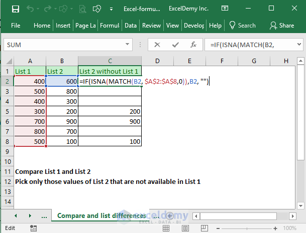 Excel Formula To Compare Two Columns And Return A Value 5 Examples 