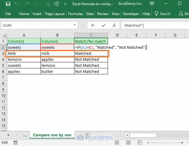 Excel Formula To Compare Two Columns And Return A Value (5 Examples)