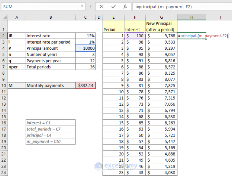 How To Calculate Monthly Payment In Excel With Excel Calculator 9641