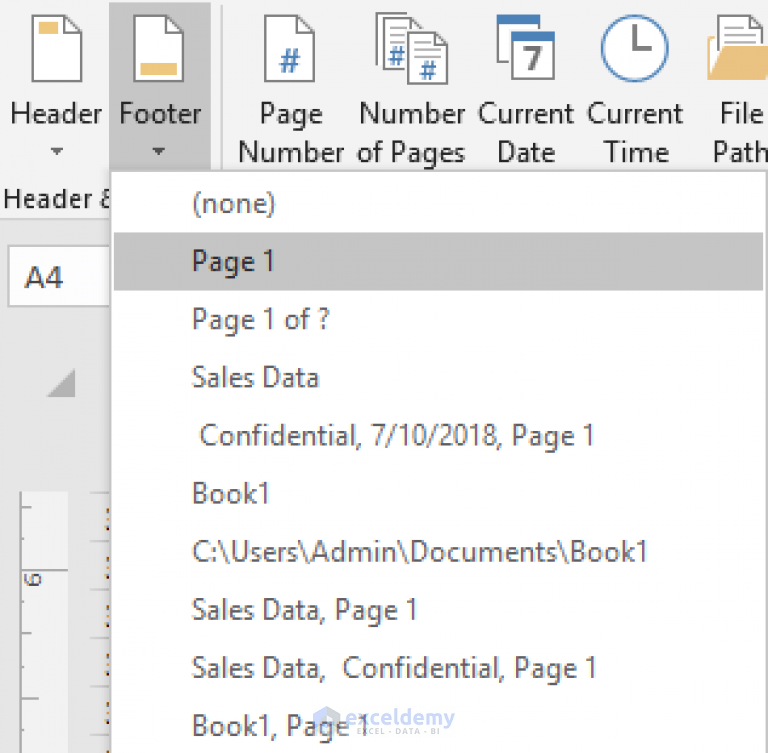 how-to-add-the-footer-page-1-to-the-current-worksheet