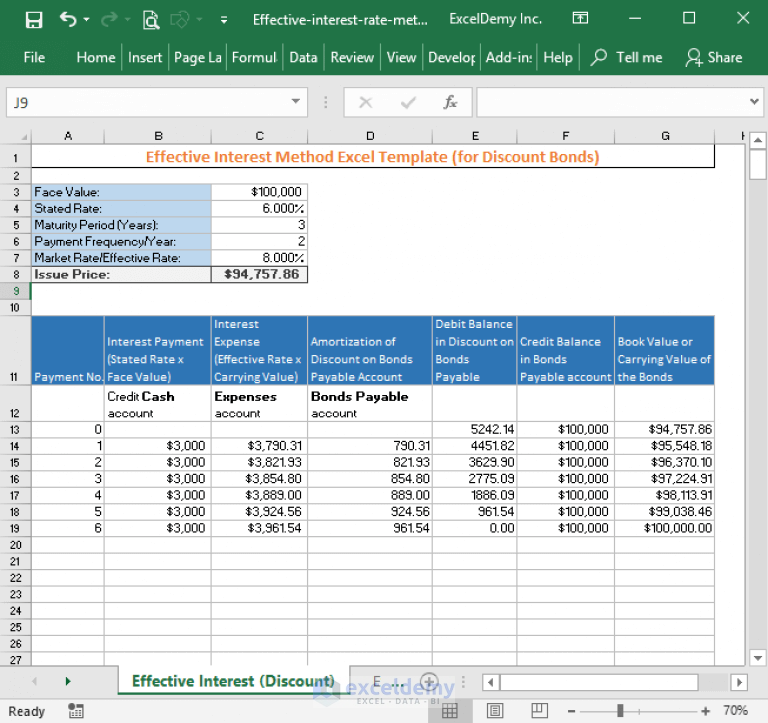 Effective Interest Rate Method Excel Template (Free) ExcelDemy