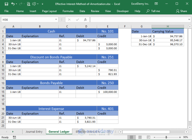 Effective Interest Method of Amortization in Excel - ExcelDemy