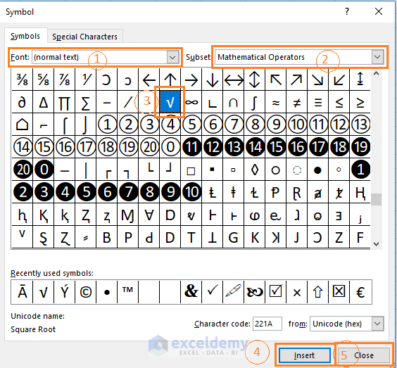 How To Insert Square Root Symbol In Excel 8 Easy Ways 