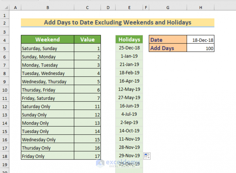 how-to-add-days-to-a-date-in-excel-excluding-weekends-4-ways