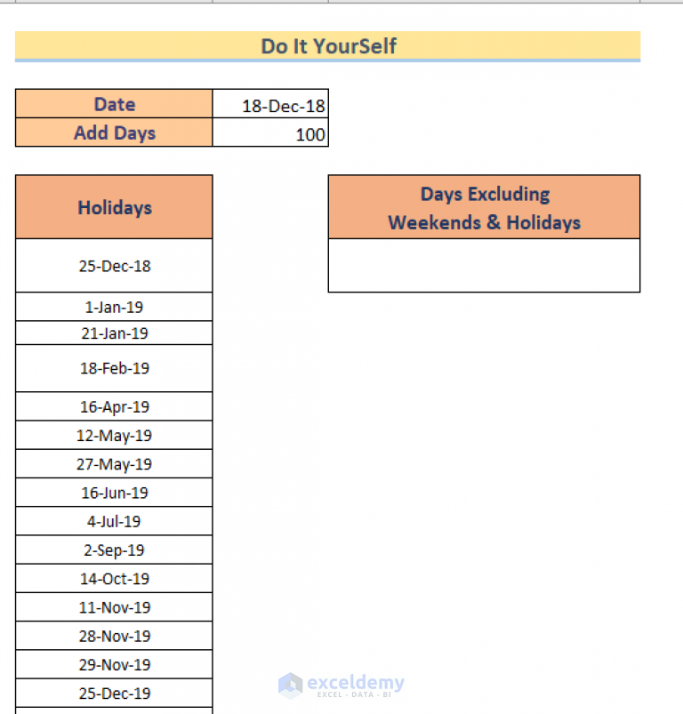 How To Add Days To A Date In Excel Excluding Weekends 4 Ways 5852