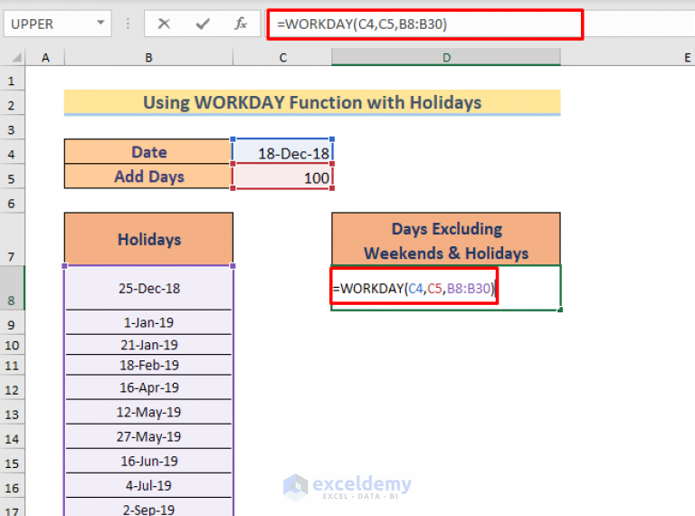 excel formula subtract dates excluding weekends
