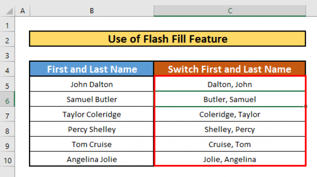 how-to-switch-first-and-last-name-in-excel-with-comma