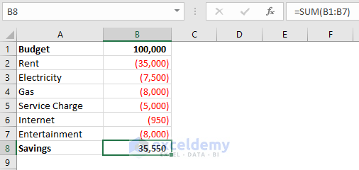 excel formula for subtracting a percentage