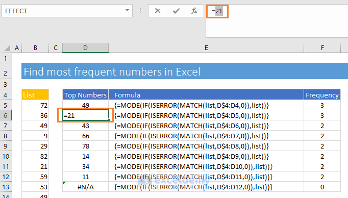 how-to-find-the-5-most-frequent-numbers-in-excel-3-formulas