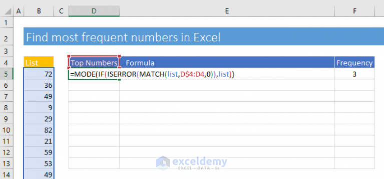 how-to-find-the-5-most-frequent-numbers-in-excel-3-formulas