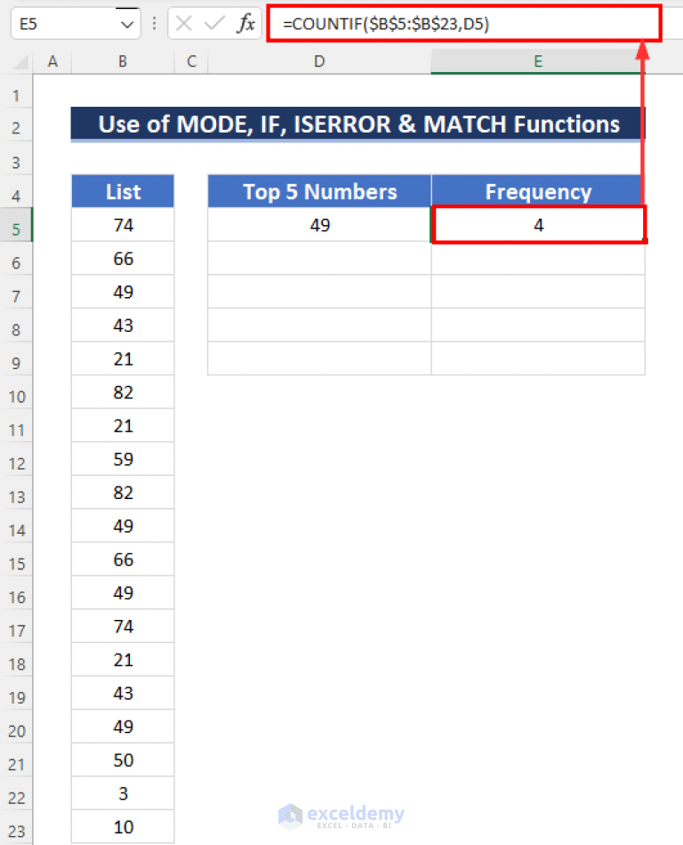 how-to-find-5-most-frequent-numbers-in-excel-4-methods