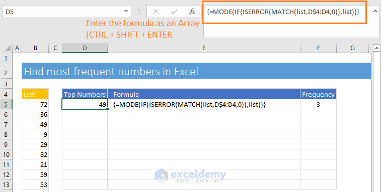 how-to-find-the-5-most-frequent-numbers-in-excel-3-formulas