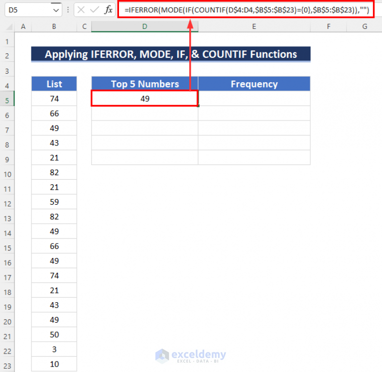 how-to-find-5-most-frequent-numbers-in-excel-4-methods