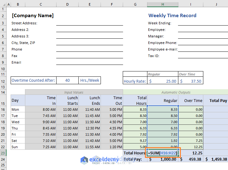 Excel Template Calculating Time Between Hours Footmaz