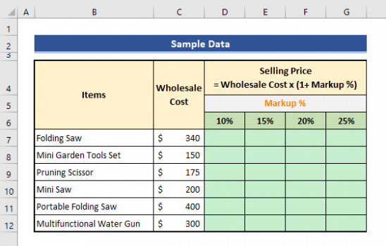 Excel Formula to Add Percentage Markup (3 Suitable Examples)