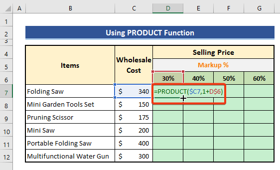 Excel Formula To Add Percentage Markup 3 Suitable Examples 