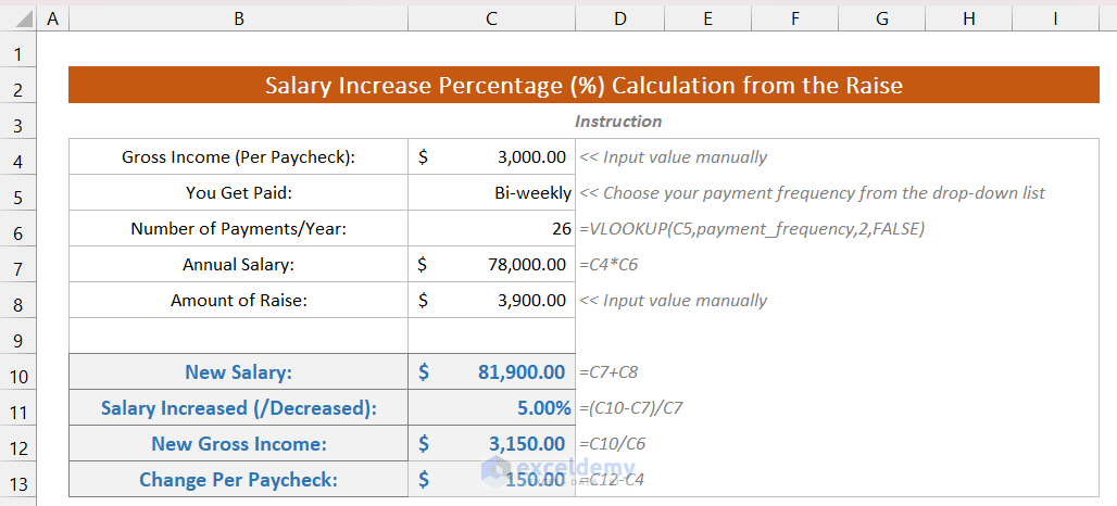 How To Calculate Salary Increase Percentage In Excel ExcelDemy