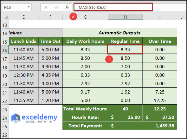 How To Calculate Overtime Over 40 Hours Using Excel Formula