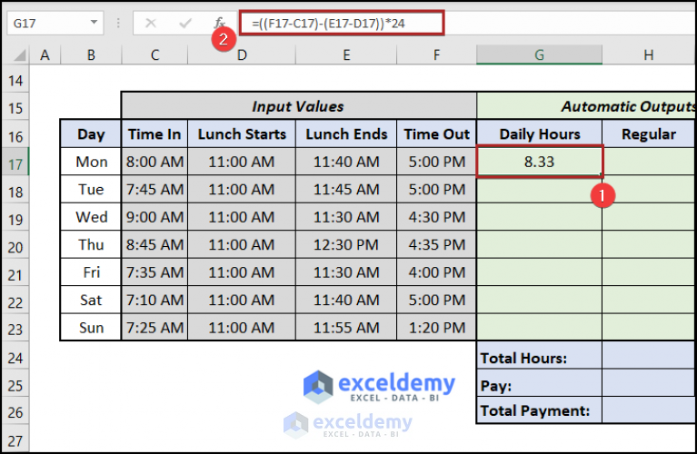 How to Calculate Hours Worked and Overtime Using Excel Formula