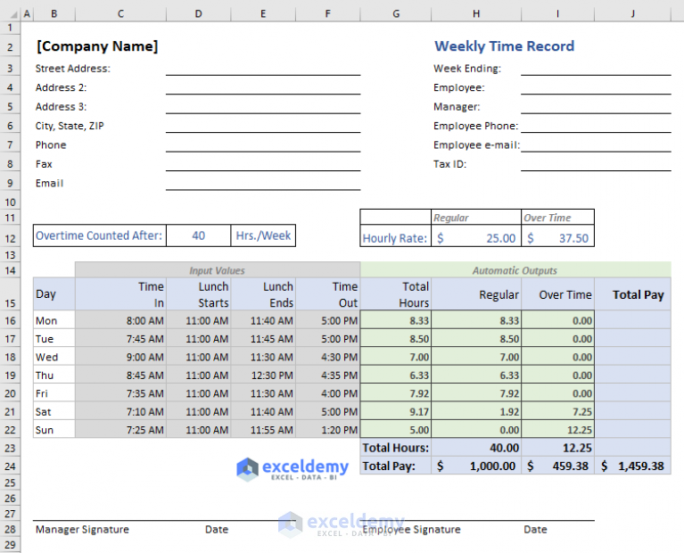 calculate hours worked excel template