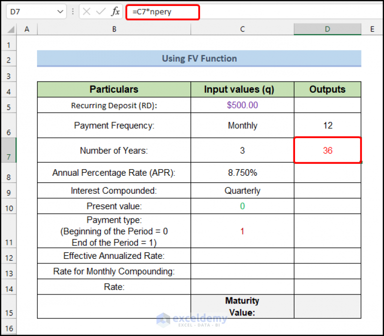 Recurring Deposit Calculator Excel Sheet