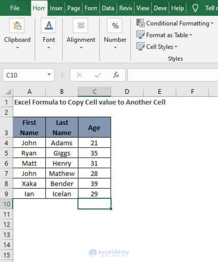  Excel Formula To Copy Cell Value To Another Cell ExcelDemy