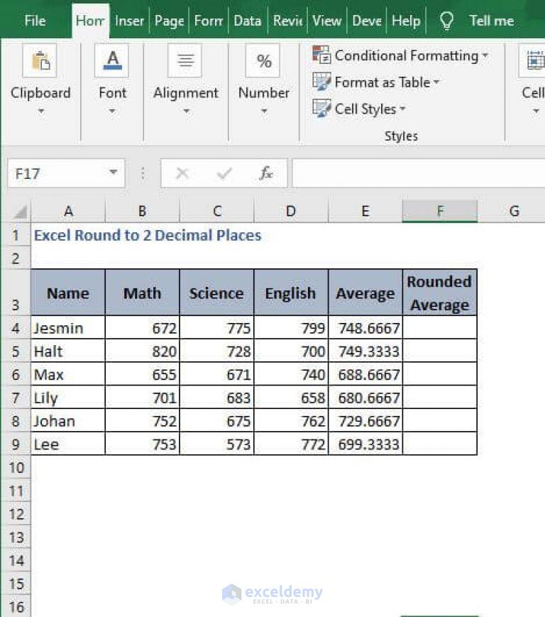 Excel Round Numbers To 2 Decimal Places