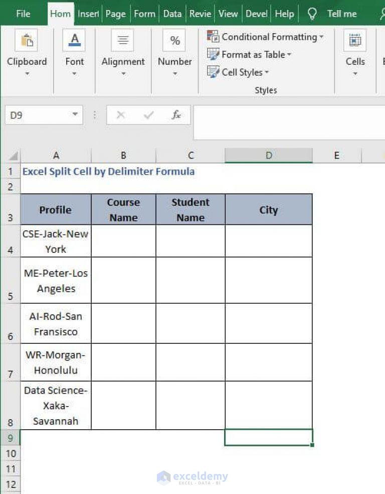 excel split cells by space delimiting