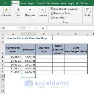 How to Calculate Overdue Days in Excel (3 Methods) - ExcelDemy