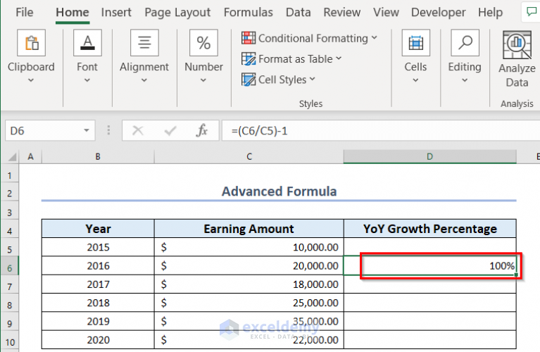 Calculate Year Over Year Change In Pivot Table