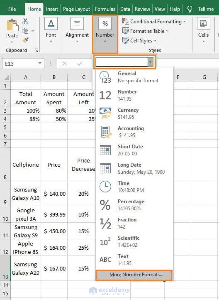 Subtract a Percentage in Excel (Easy Way) - ExcelDemy