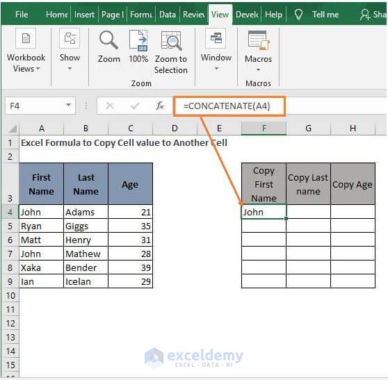 Excel Formula To Copy Cell Value To Another Cell Exceldemy