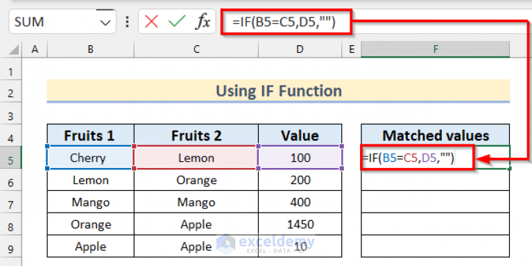 If One Cell Equals Another Then Return Another Cell In Excel