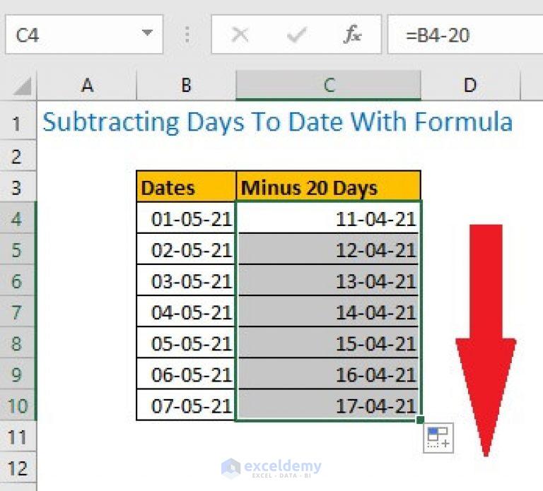 How to Subtract/Minus Days from Today's Date in Excel (4 Simple Ways)