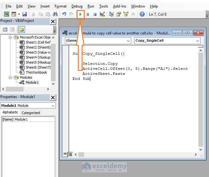 Excel Formula Copy Cell Value