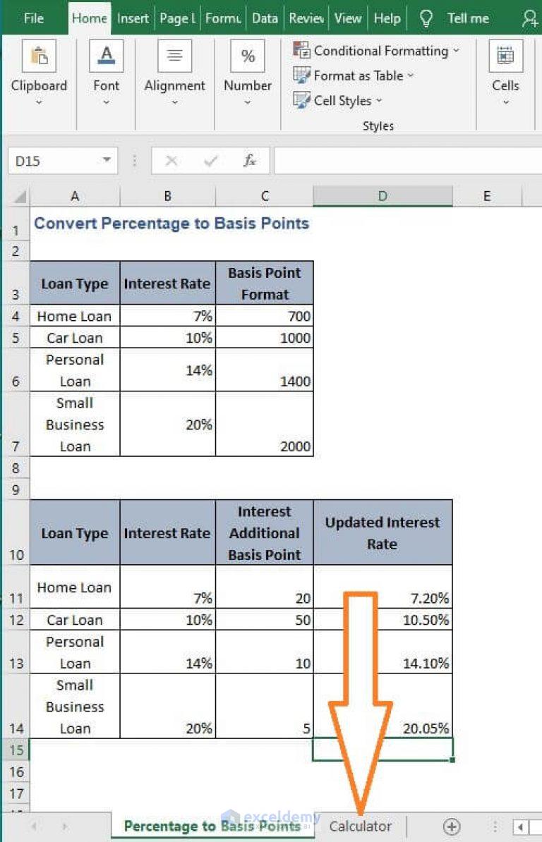 Convert Percentage to Basis Points in Excel (Basis Point Calculation)