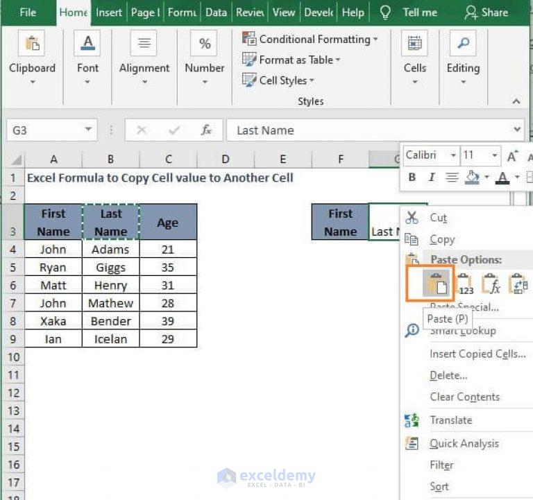 How To Copy A Formula To Another Cell In Excel