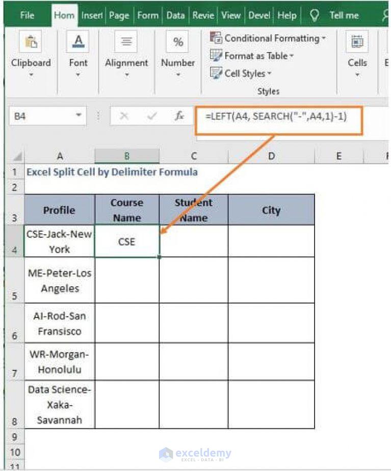 excel split cells by space delimiting