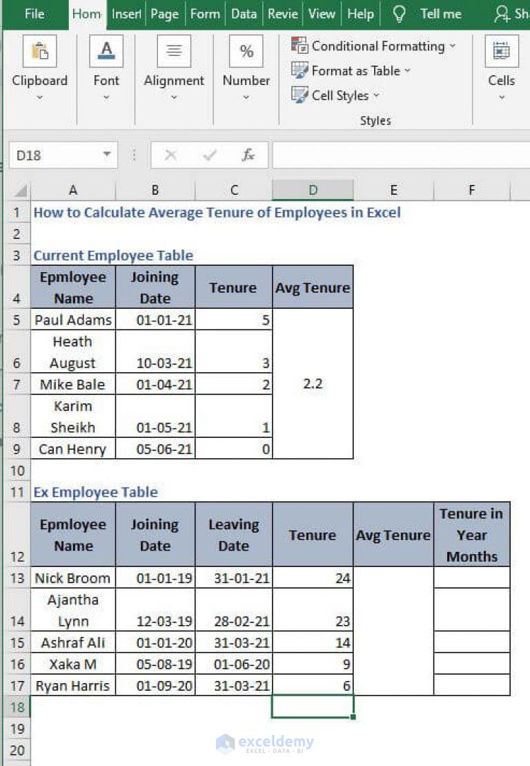 how-to-calculate-average-tenure-of-employees-in-excel-exceldemy