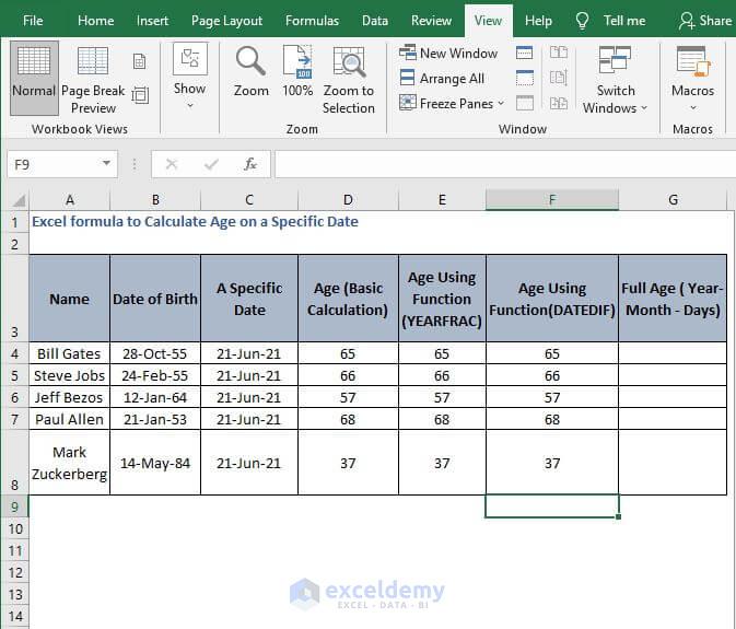 Calculate Age Based On Two Dates Excel PELAJARAN