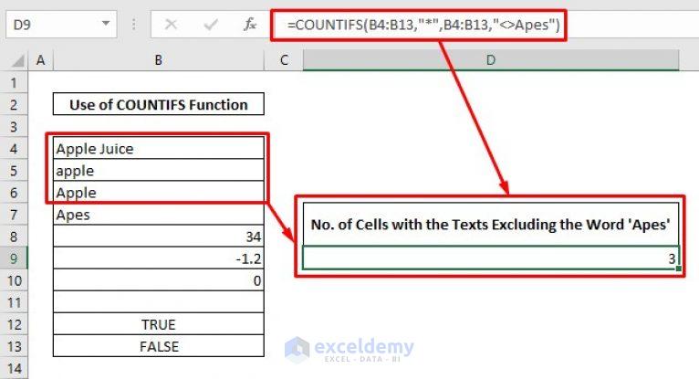 Excel Formula To Count Cells With Text All Criteria Included 8483