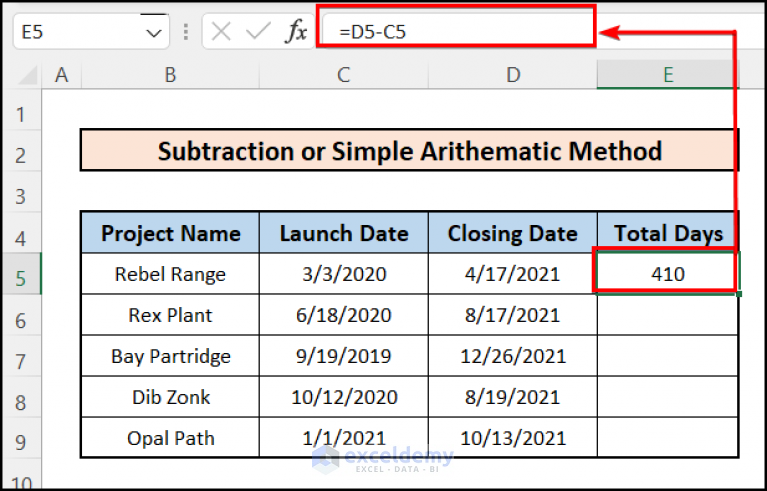 excel-formula-for-number-of-days-between-two-dates