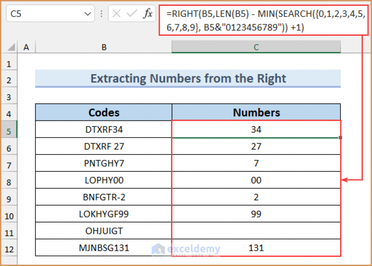 How To Extract Only Numbers From Excel Cell 7 Easy Ways 