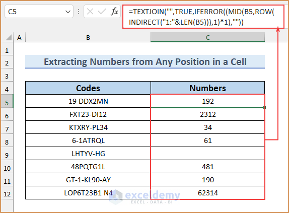 Extract Only Numbers From Excel Cell 6 Useful Methods Exceldemy Riset 