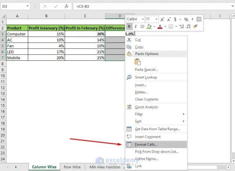 percentage-difference-between-two-percentages-excel-2-easy-ways