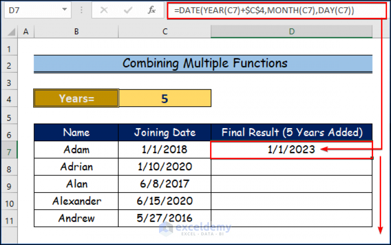 How to Add Years to a Date in Excel (3 Easy Ways)