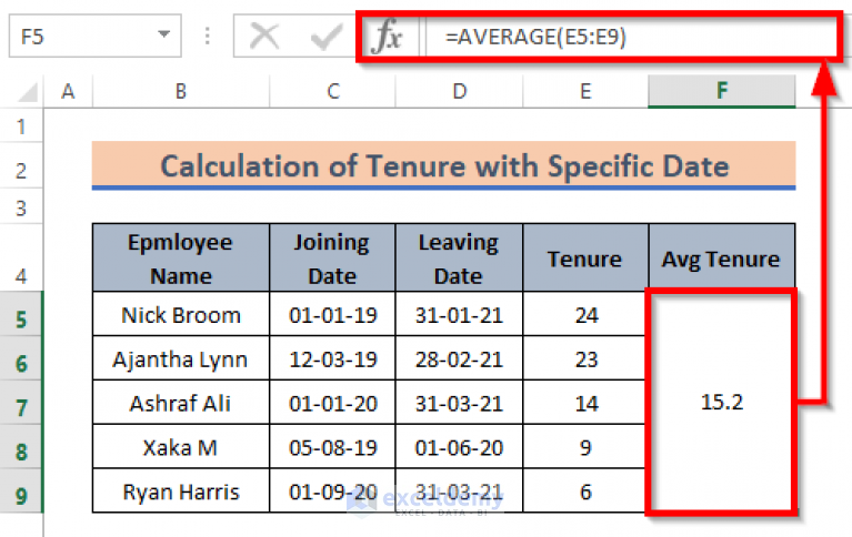 How To Calculate Average Tenure In Excel